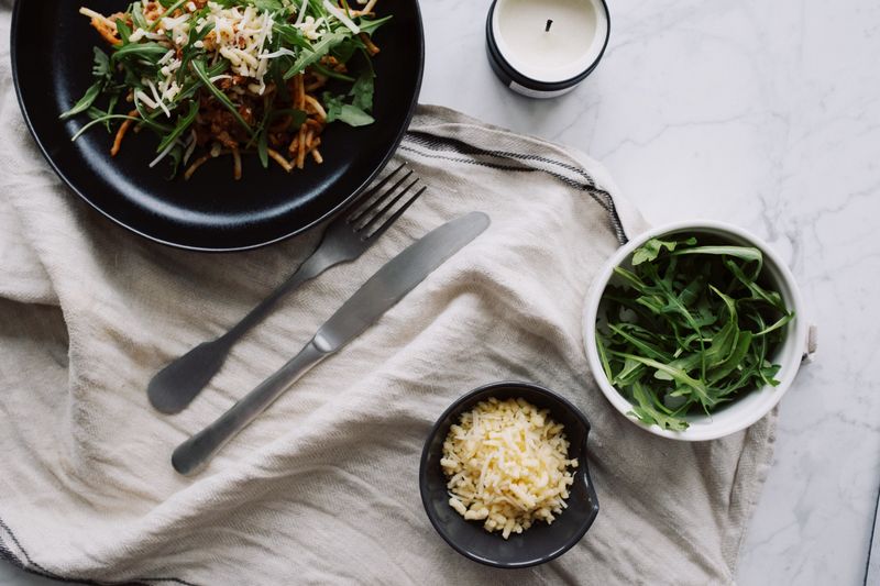 Arugula and Pear Salad with candied walnuts and gorgonzola